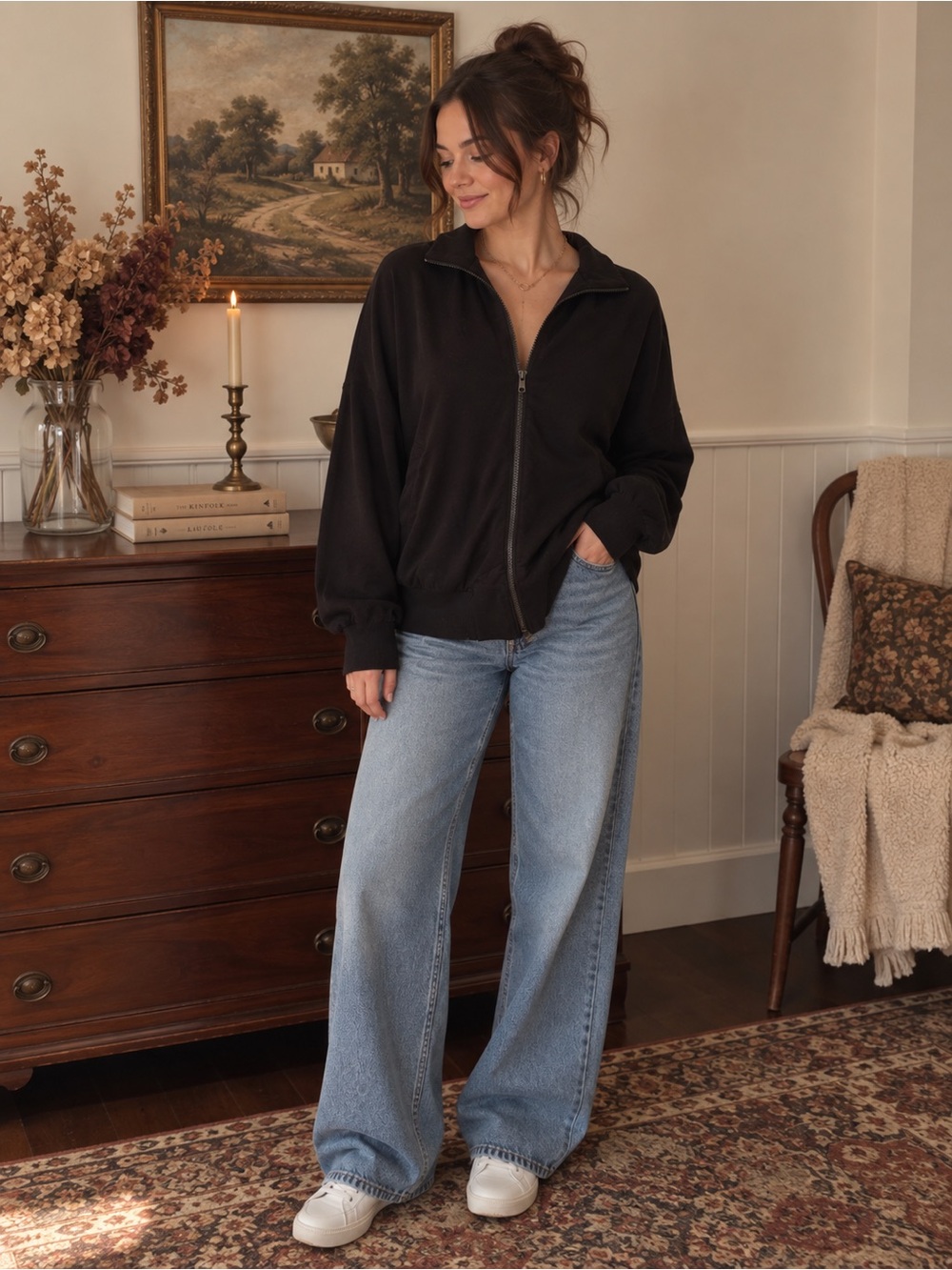 CAbi Black Zip-Up Jacket